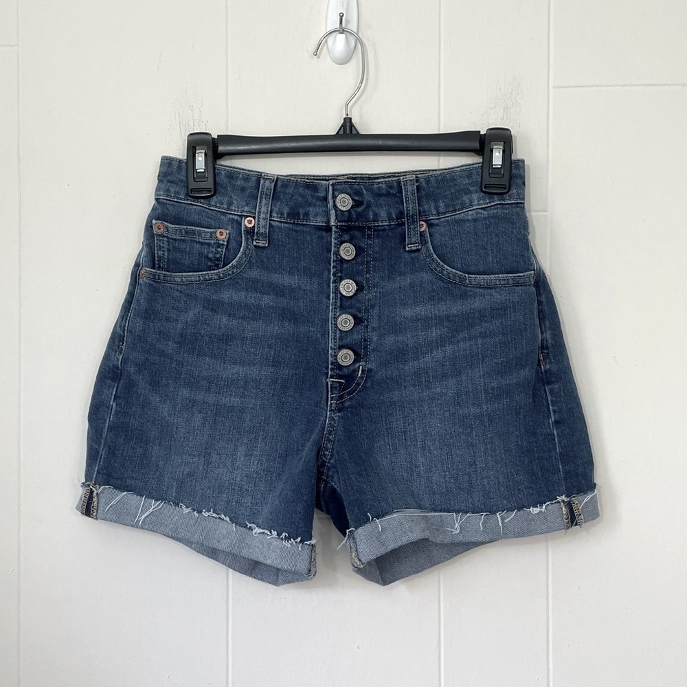 Gap Denim 4" Curvy Short Size 4/27R Blue Jean Cut Off Button Fly High Rise Waist